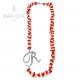Collana in corallo,perle naturali d'acqua dolce e iniziale "r" in argento 925