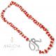 Collana in corallo,perle naturali d'acqua dolce e iniziale "r" in argento 925