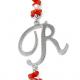 Collana in corallo,perle naturali d'acqua dolce e iniziale "r" in argento 925