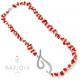 Collana in corallo,perle naturali d'acqua dolce e iniziale "t" in argento 925