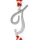 Collana in corallo,perle naturali d'acqua dolce e iniziale "t" in argento 925