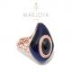 Anello con quarzo blu, lunare e zirconi in argento 925 rosè