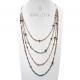 Collana in ematite nera, oro, rose e argento 925, lunga a scalare