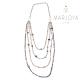 Collana in ematite nera, oro, rose e argento 925, lunga a scalare