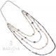 Collana in ematite nera, oro, rose e argento 925, lunga a scalare