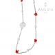 Collana stile chanel lunga con corallo e perle in argento 925