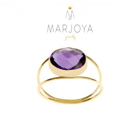 Anello in oro 18 kt con quarzo viola