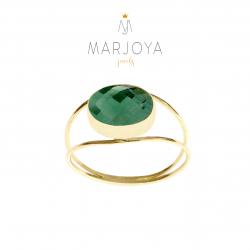 Anello in oro 18 kt con quarzo verde