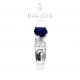 Anello solitario in argento 925 con zirconi bianchi e blu