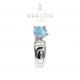 Anello solitario in argento 925 con zirconi bianchi e azzurro